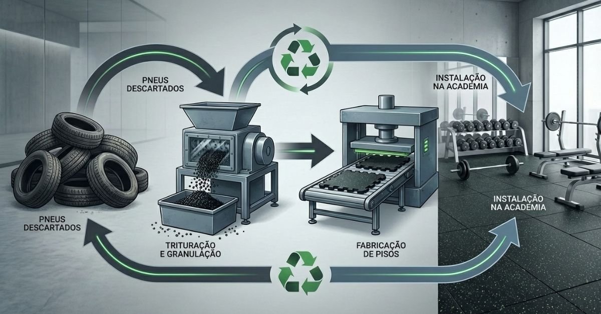 Pneu reciclado em piso de academia com a Moregreen