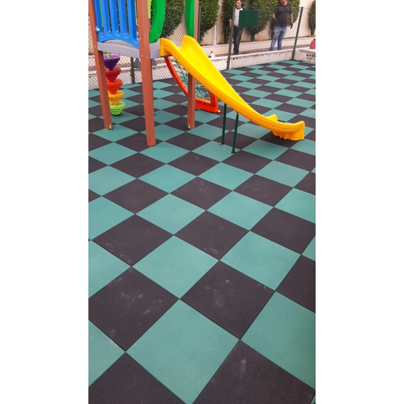 Piso de borracha quadrado 1 × 1 m x 15mm verde claro - Imagem 5