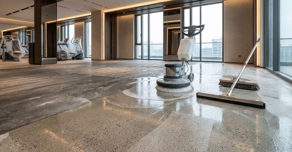 Limpeza do contrapiso para piso de borracha